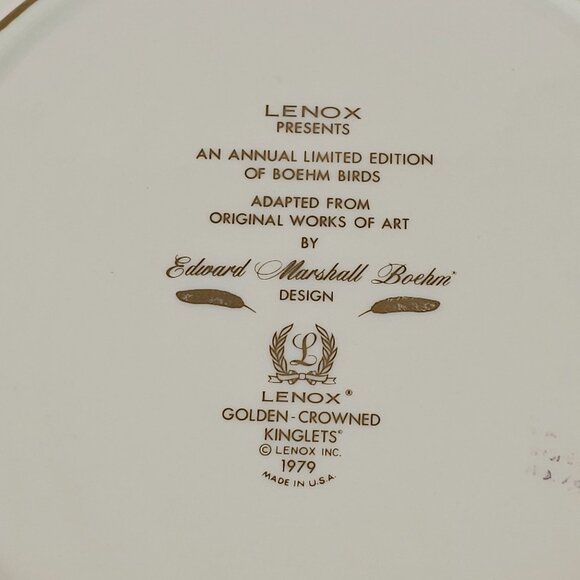 Lenox Limited Edition Plate Golden-Crowned Kinglets 1979 Edward Marshall Boehm - Picture 5 of 8